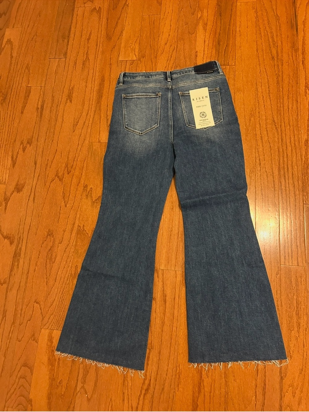 Risen High Rise Raw Hem Flare Jeans Size 13/31 - Picture 8 of 8